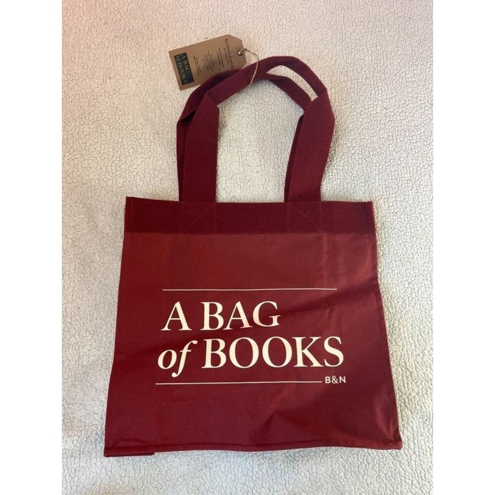 NWT Barnes & Nobles A Bag Of Books Burgundy Tote Bag Canvas
